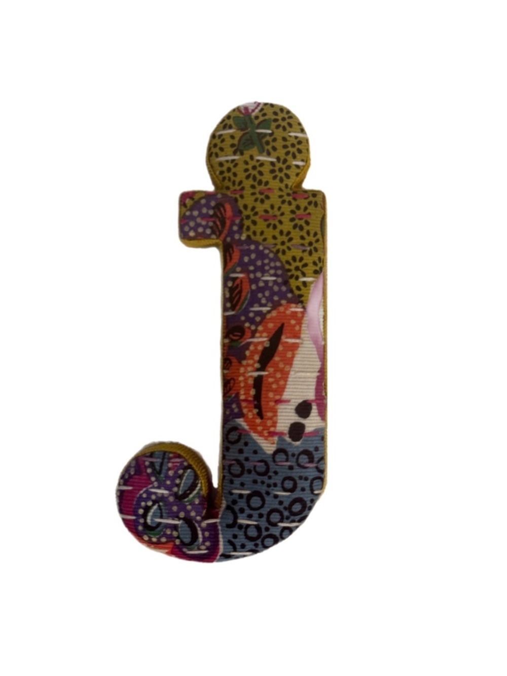 Anthropologie Bohemian Monogram Multicolor Patterned Letter J Wall Accent Decor